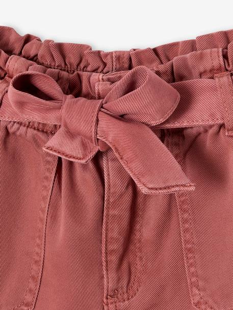 Meisjesshort in paperbag-stijl kaki+terracottategel - vertbaudet enfant 