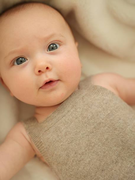 Romper van kasjmier ENVIE DE FRAISE gemêleerd beige - vertbaudet enfant 