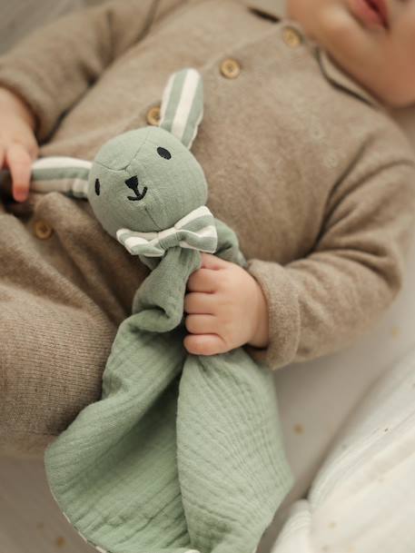 Doudou personnalisable en gaze de coton bio vert sauge - vertbaudet enfant 