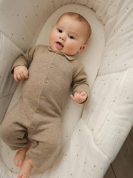 Set van wol en kasjmier + babyslofjes ENVIE DE FRAISE gemêleerd beige - vertbaudet enfant 