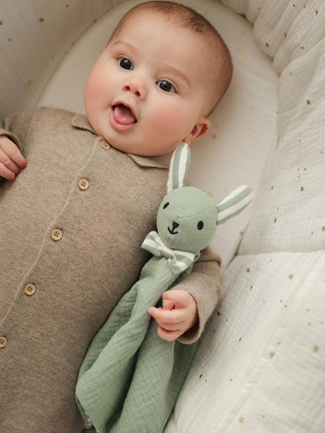 Doudou personnalisable en gaze de coton bio vert sauge - vertbaudet enfant 