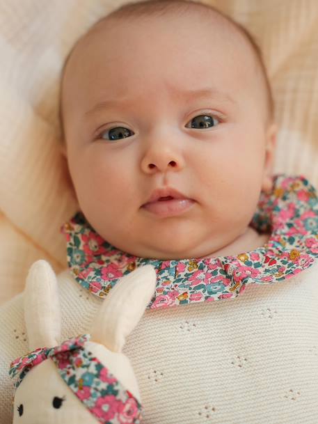 Ensemble naissance 2 pièces en tricot détail tissu Liberty écru - vertbaudet enfant 