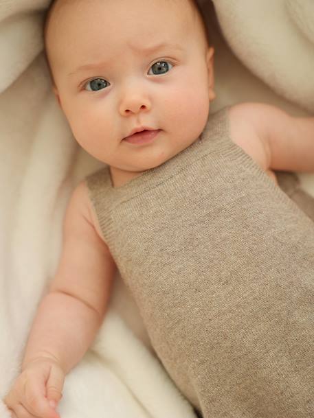 Romper van kasjmier ENVIE DE FRAISE gemêleerd beige - vertbaudet enfant 