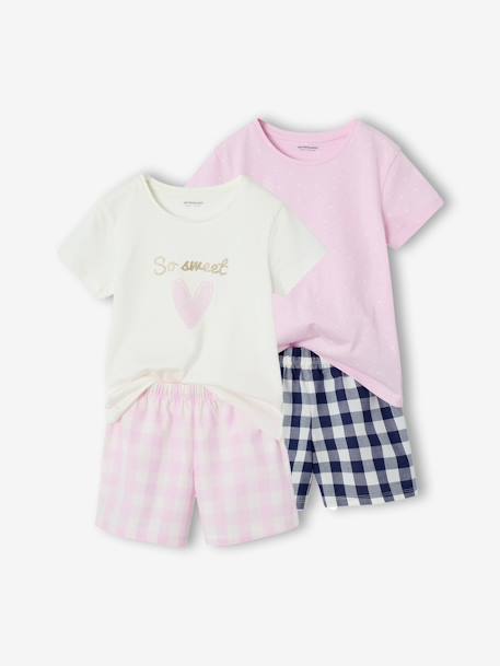 Lot de 2 pyjashorts en popeline fille mauve - vertbaudet enfant 