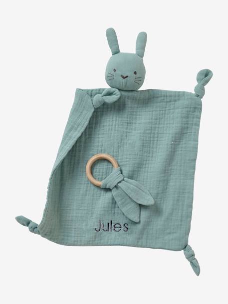 Knuffeldoekje + ronde rammelaar curry+GROEN - vertbaudet enfant 