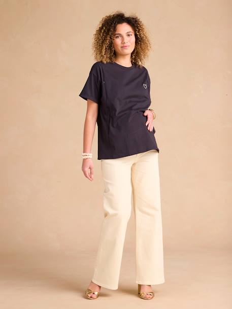T-shirt grossesse allaitement en coton bio anthracite - vertbaudet enfant 