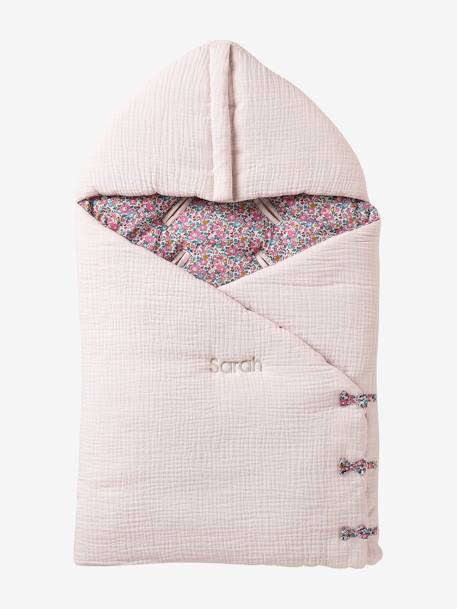 Nid d'ange en gaze de coton bio et tissu Liberty personnalisable rose pâle - vertbaudet enfant 