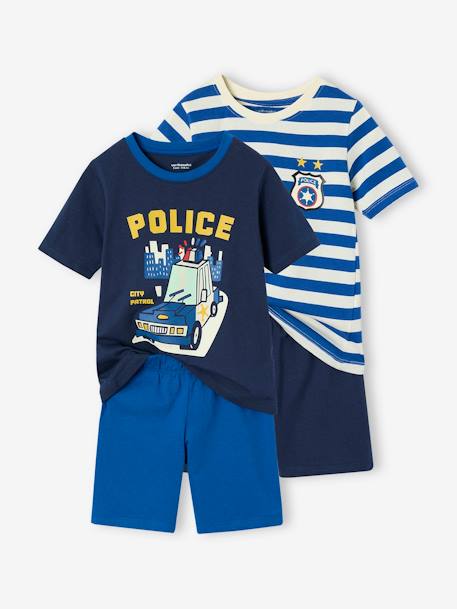 Lot de 2 pyjashorts garçon police bleu roi - vertbaudet enfant 