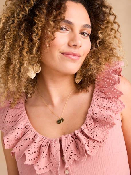 Blouse grossesse en gaze coton col broderie anglaise terracotta - vertbaudet enfant 