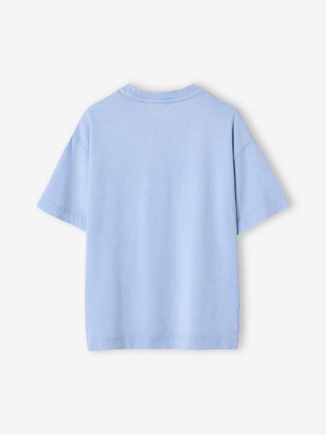Set van 2 effen t-shirts met een gewassen effect JONEN hemelsblauw - vertbaudet enfant 