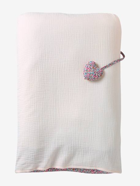 Housse matelas à langer en tissu Liberty rose pâle - vertbaudet enfant 