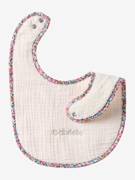 Bavoir en tissu Liberty bébé en gaze de coton et personnalisable rose pâle - vertbaudet enfant 