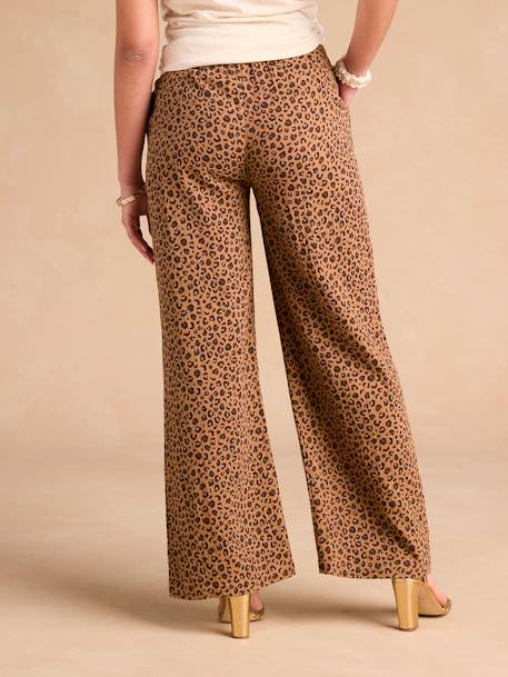 Zwangerschapsbroek met luipaardprint in katoenen mousseline ENVIE DE FRAISE beige - vertbaudet enfant 