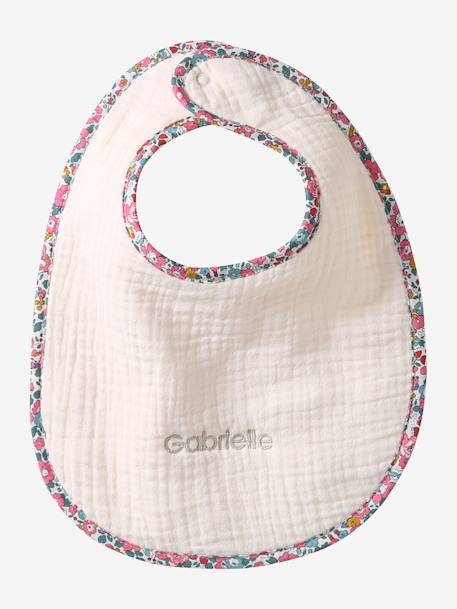 Bavoir en tissu Liberty bébé en gaze de coton et personnalisable rose pâle - vertbaudet enfant 