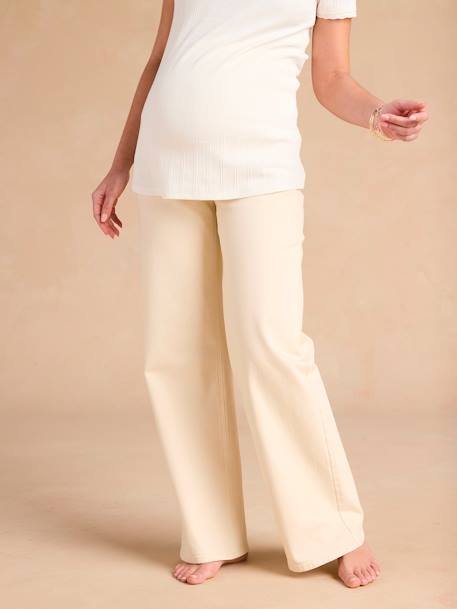 Jean de grossesse large bandeau seamless écru - vertbaudet enfant 