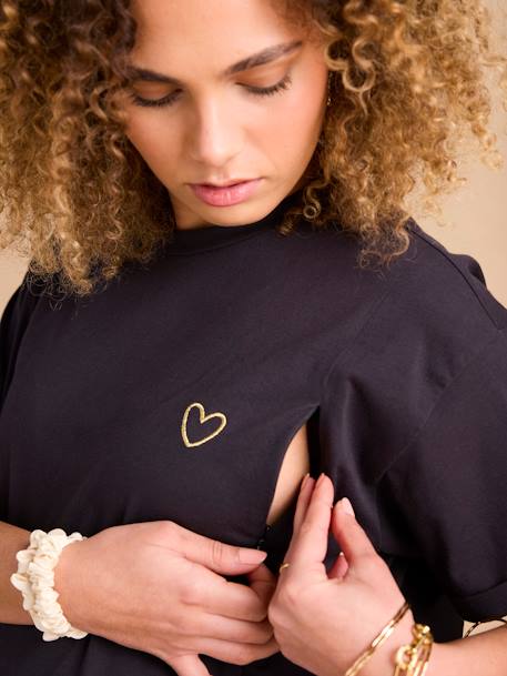 T-shirt grossesse allaitement en coton bio anthracite - vertbaudet enfant 