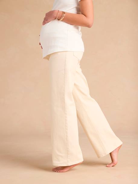 Ruime zwangerschapsjeans met naadloze band ENVIE DE FRAISE ecru - vertbaudet enfant 