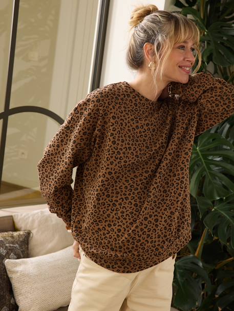 Sweat Leoparden dames capsule collectie moeder-dochter ENVIE DE FRAISE beige - vertbaudet enfant 