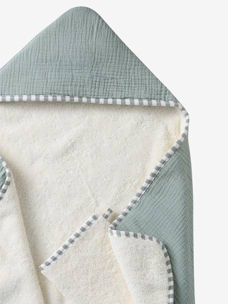 Cadeausets: badjas met omkeerbare capuchon en washandje ENVIE DE FRAISE saliegroen - vertbaudet enfant 