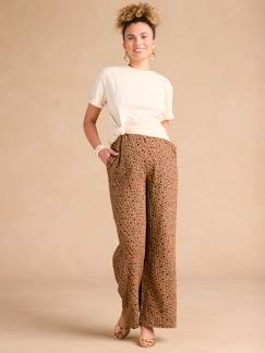 Vêtements de grossesse-Pantalon-Pantalon de grossesse large en gaze de coton léopard