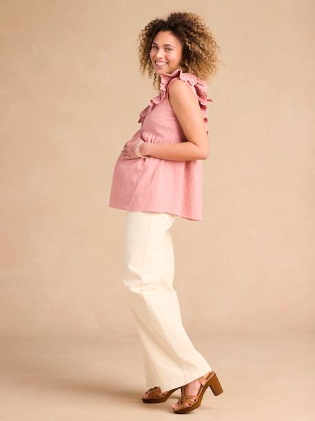 Blouse grossesse en gaze coton col broderie anglaise terracotta - vertbaudet enfant 