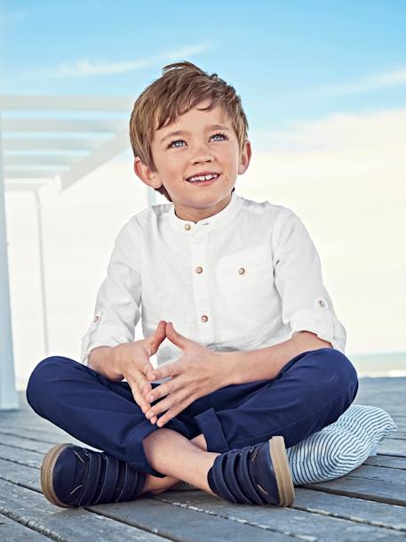 Chemise col Mao personnalisable blanc+bleu ardoise+bleu ciel+vert sauge - vertbaudet enfant 