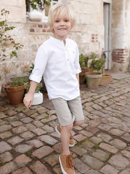 Chemise col Mao personnalisable blanc+bleu ardoise+bleu ciel+vert sauge - vertbaudet enfant 