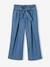 Pantacourt fille large en denim léger style 'paperbag' bleu moyen+double stone - vertbaudet enfant 