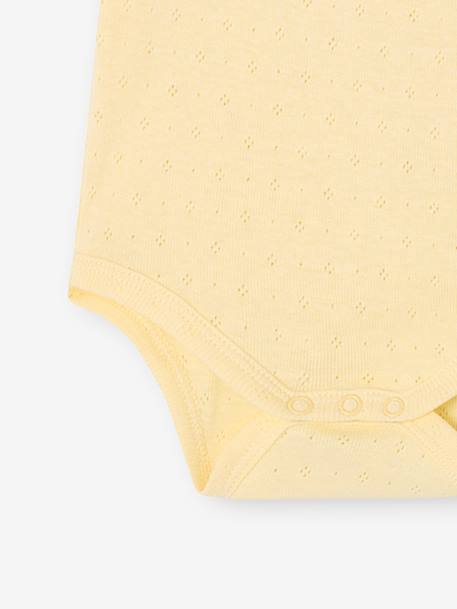 Set van 2 rompertjes voor pasgeborene met korte mouwen van pointelle breisel lichtgeel - vertbaudet enfant 