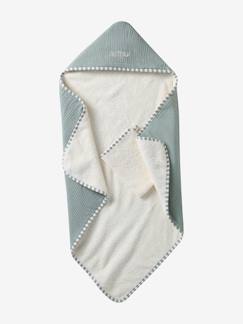Linge de maison et décoration-Linge de bain-Cape de bain-Coffret cadeau naissance cape de bain réversible personnalisable et gant