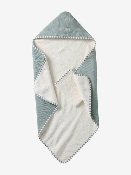 Bébé-Coffret cadeau naissance cape de bain réversible personnalisable et gant