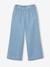 Pantacourt fille large en denim léger style 'paperbag' bleu moyen+double stone - vertbaudet enfant 
