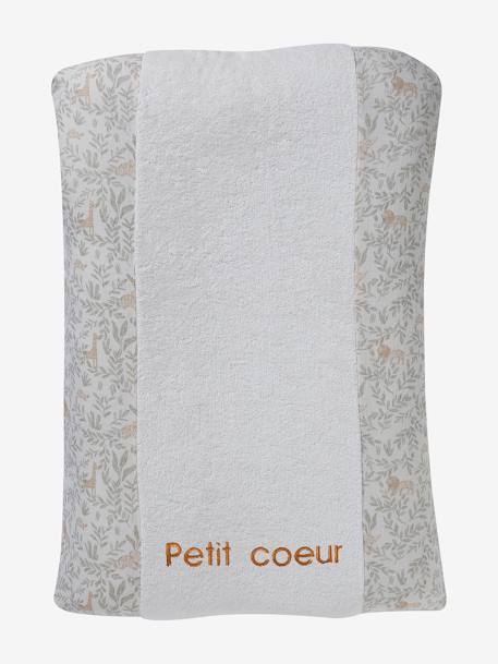 Housse matelas à langer bi-matière gaze de coton/éponge beige imprimé+vert céladon - vertbaudet enfant 