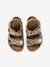 Leren kindersandalen met klittenbandsluiting beige, bedrukt - vertbaudet enfant 