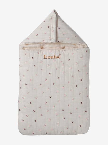 Engelennest KLEINE DINO van hydrofiel doek beige, bedrukt+grijsblauw+ijsblauw+print grenier+vanille+wit - vertbaudet enfant 