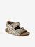 Leren kindersandalen met klittenbandsluiting beige, bedrukt - vertbaudet enfant 