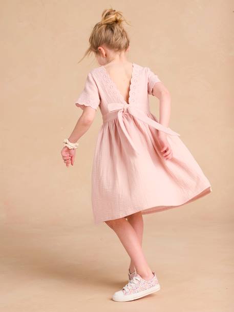Feestelijke jurk voor meisjes, matchy matchy moeder/dochter capsule roze (poederkleur) - vertbaudet enfant 