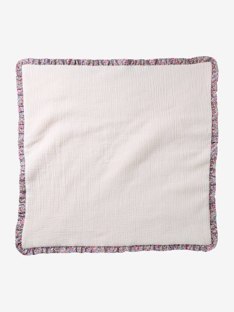 Couverture naissance personnalisable en gaze de coton bio et tissu Liberty rose pâle - vertbaudet enfant 