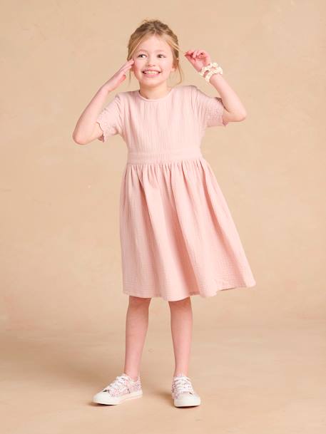 Feestelijke jurk voor meisjes, matchy matchy moeder/dochter capsule roze (poederkleur) - vertbaudet enfant 