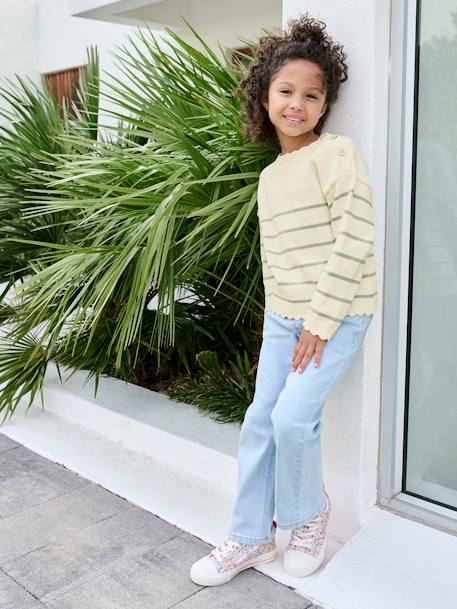 Jean tregging fille large bleu clair+bleu moyen+denim gris - vertbaudet enfant 