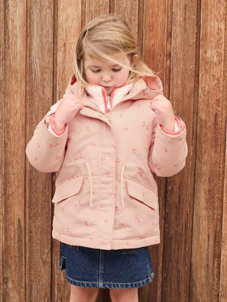 Parka fille 3 en 1 à capuche rose pâle - vertbaudet enfant 