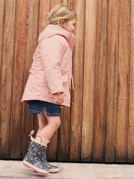 Bottes de pluie fille caoutchouc imprimé collection maternelle beige imprimé+marine - vertbaudet enfant 