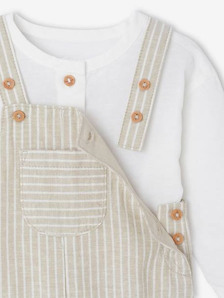 Ensemble bébé naissance cérémonie chemise salopette en lin et coton argile - vertbaudet enfant 