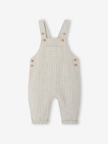Ensemble bébé naissance cérémonie chemise salopette en lin et coton argile - vertbaudet enfant 