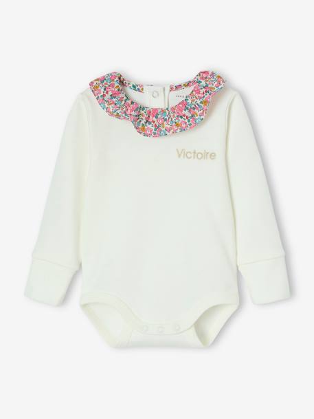 Meegroeipakje met kraag van Liberty-stof ENVIE DE FRAISE ecru - vertbaudet enfant 