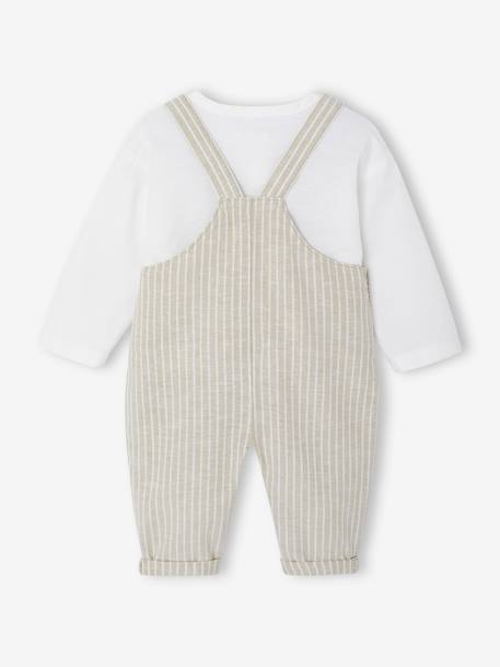 Ensemble bébé naissance cérémonie chemise salopette en lin et coton argile - vertbaudet enfant 