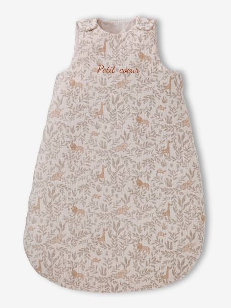 Gigoteuse sans manches en gaze de coton personnalisable BABYLON beige imprimé - vertbaudet enfant 