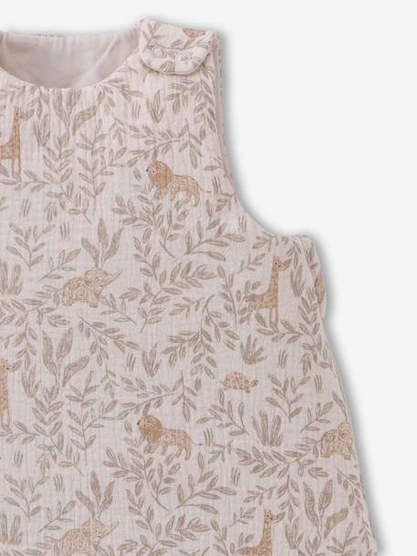 Personaliseerbare mouwloze trappelzak van katoengaas BABYLON beige, bedrukt - vertbaudet enfant 