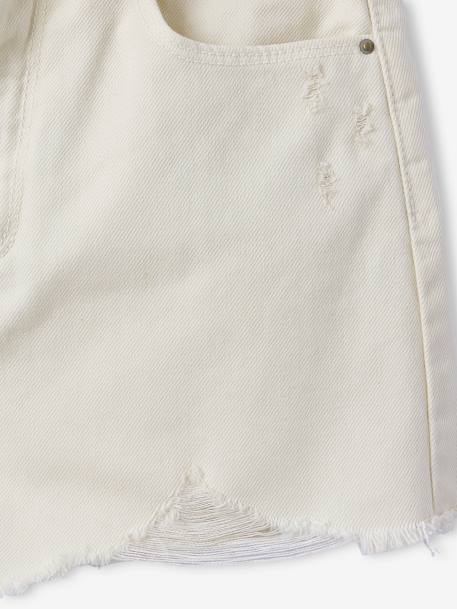 Short en jean effet usé fille bleu moyen+vanille - vertbaudet enfant 