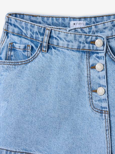 Jupe short en jean asymétrique fille bleu clair - vertbaudet enfant 